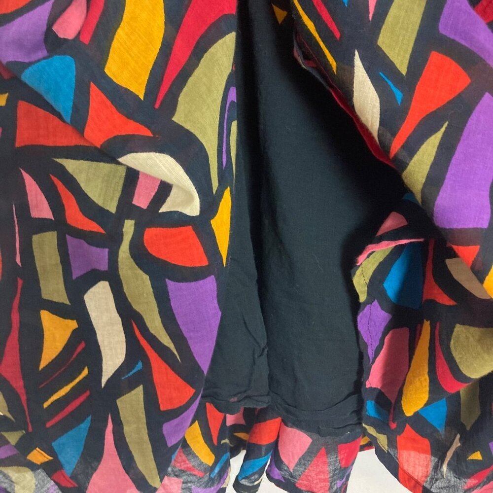 Vintage French Connection Colorful Boho Midi Skirt Womens 12 Cotton Flowy Lined - Picture 3 of 10
